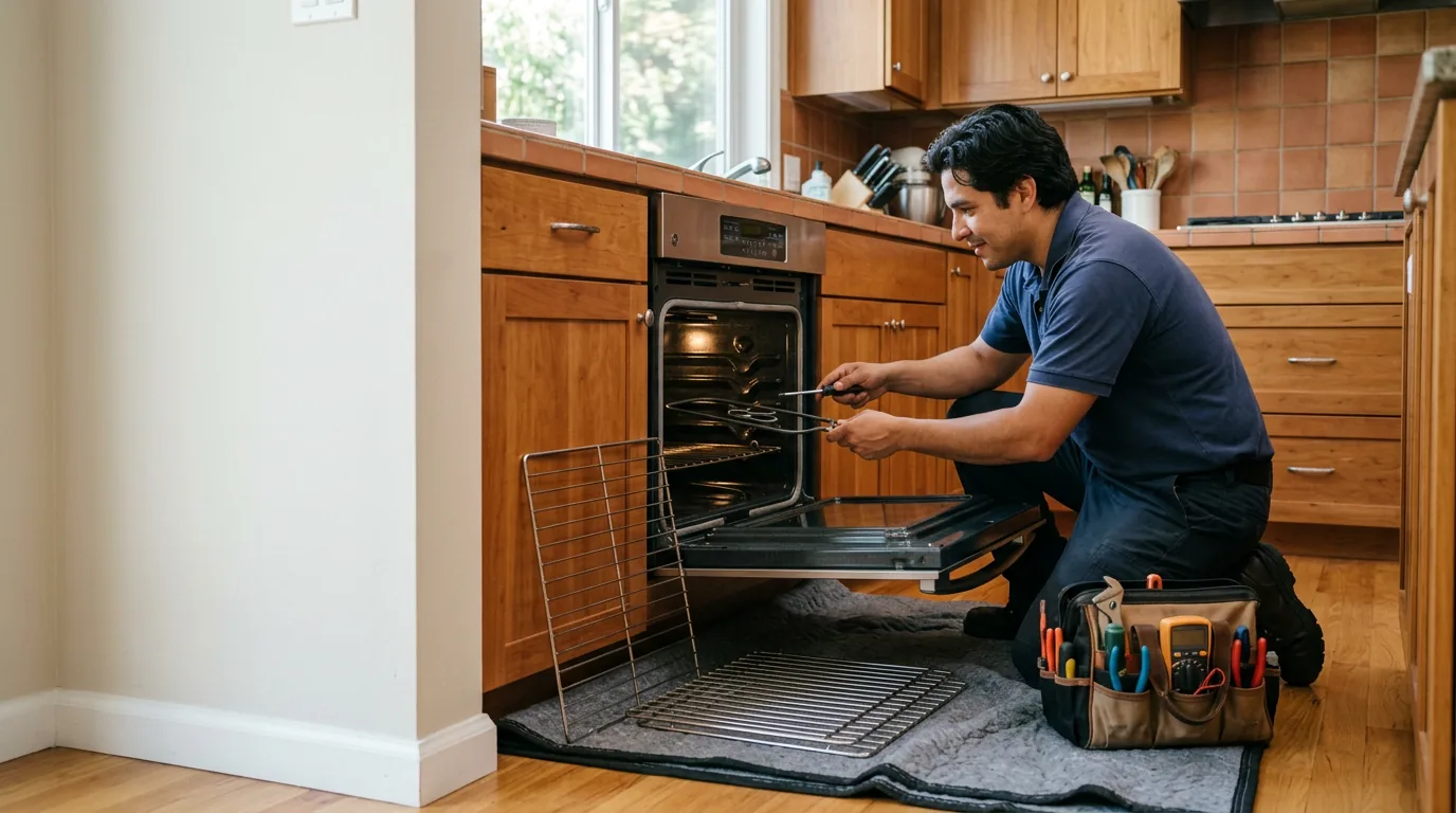 Top Appliance Repair technician performing oven repair in a Bay Area home