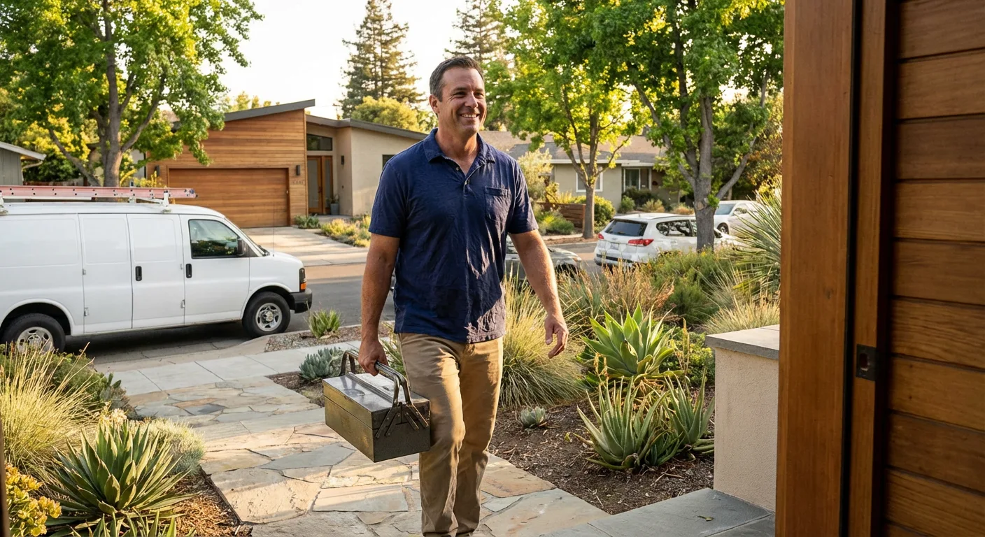 GE & GE Profile appliance repair technician arriving at Bay Area home for same-day service